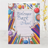 Welcome Back to School – Fun & Colorful Kaart (Gele Bloem)