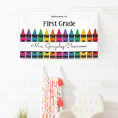 Welcome Back to School Rainbow Crayon  Spandoek (Insitu)