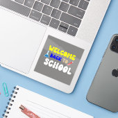 Welcome back to school sticker (Laptop met iPhone)