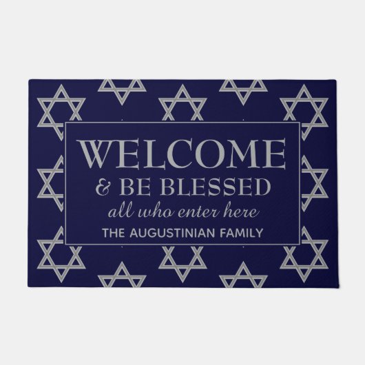 WELCOME BE BLESSED Star of David HANUKKAH Deurmat (Voorkant)