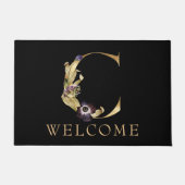 WELCOME Black and Gold Herfst Monogram C Doormat Deurmat (Voorkant)