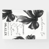 Welcome Black Bow Coquette Script Sweet 16 Party Spandoek (Horizontaal)