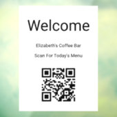 Welcome Black White Scan QR Code for Menu Template Raamsticker (Vel 3)