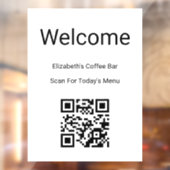 Welcome Black White Scan QR Code for Menu Template Raamsticker (Vel 2)