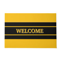 Welcome  black &yellow Door Mat