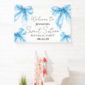 Welcome Blue Bow Coquette Script Sweet 16  Spandoek (Insitu)