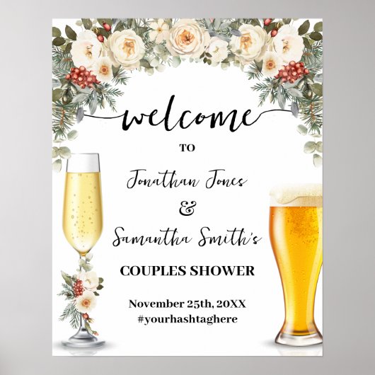 Welcome Bubbles & Brews Winter Couples Shower Poster (Voorkant)