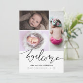 Welcome Cute Casual Script Birth Announcement Aankondiging (Staand voorkant)