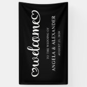 Welcome Cute Hearts Script Wedding Spandoek (Verticaal)