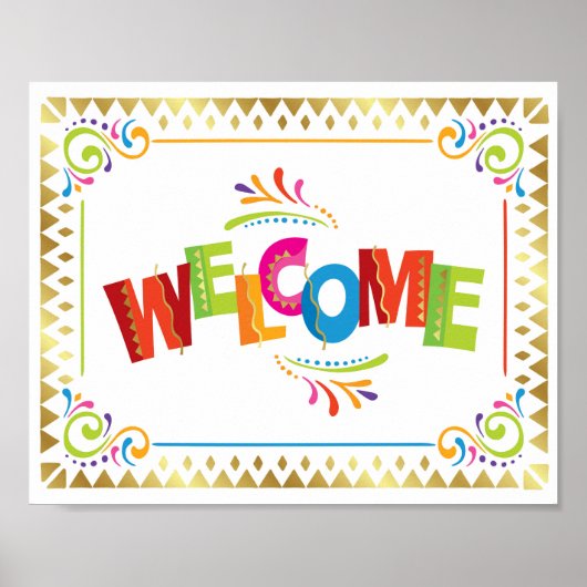WELCOME Fiesta Party Sign Print (Voorkant)
