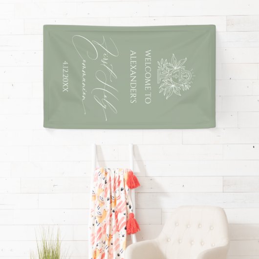 WELCOME FIRST COMMUNION banner custom Sage (Insitu)