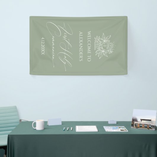 WELCOME FIRST COMMUNION banner custom Sage (Beurs)
