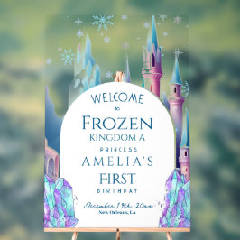 Welcome Frozen Kingdom 1st Birthday Cartoon Castle Acryl Bord