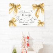 Welcome Gold Bow Coquette Script Sweet 16 Spandoek (Insitu)