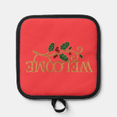 Welcome holly christmas guest pannenlap (Voorkant)