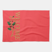 Welcome holly christmas guest theedoek (Horizontaal)