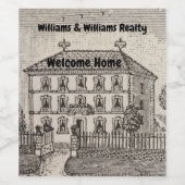 Welcome Home Vastgoed Huis Afsluiting Makelaar Wijn Etiket (Enkel label)