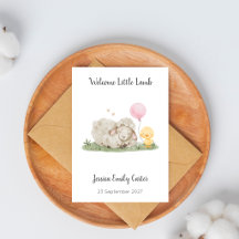 Welcome Little Lamb New Baby Girl Card