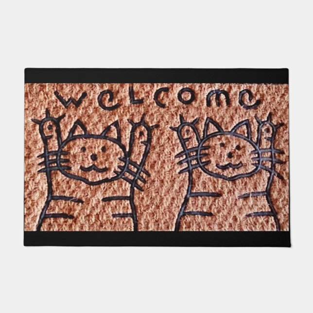 Welcome Mat Pair of Friendly Cats (Voorkant)