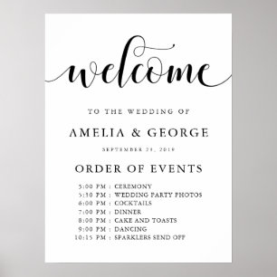 Welcome order of events wedding sign poster