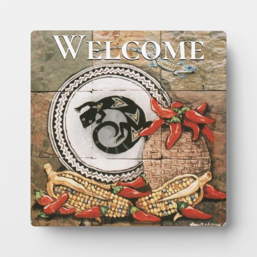 "Welcome" Placque, Southwest Style Design Pla voor Fotoplaat (Voorkant)