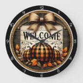 Welcome Plaid Pumpkins Grote Klok (Voorkant)
