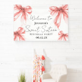 Welcome Rose Gold Bow Coquette Script Sweet 16  Spandoek (Insitu)