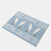 Welcome Sea Turtle Seahorse Striped Family Name Deurmat (Schuin)