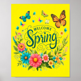 Welcome spring floral  poster