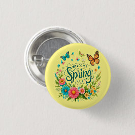 Welcome spring floral  ronde button 3,2 cm