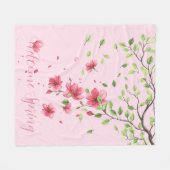 Welcome Spring with Romantic Pink Cherry Blossom Fleece Deken (Voorkant (Horizontaal))