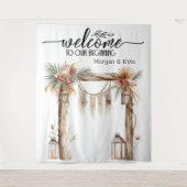 Welcome to Our Beginning – Rustic Wedding Backdrop Wandkleed (Voorkant)