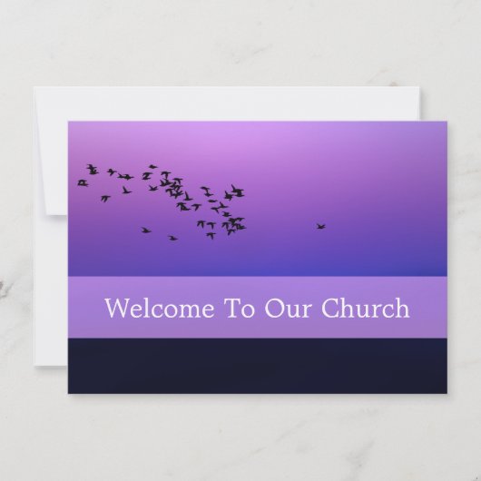 Welcome To Our Church Visitors Purple Sunset Kaart (Voorkant)