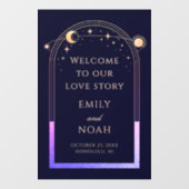 Welcome To Our Love Story Blue Celestial Wedding Raamsticker (Vel)
