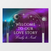 Welcome To Our Love Story Purple Teal Celestial Raamsticker (Vel)