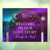 Welcome To Our Love Story Purple Teal Celestial Raamsticker (Vel 3)