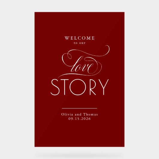 Welcome To Our Love Story Red Wedding Welcome (Recto)