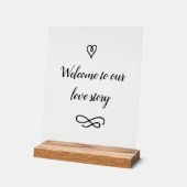 Welcome to Our Love Story Romantic Wedding Acryl Bord (Hoek)