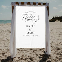 Welcome To Our Wedding Calligraphy Fabric Sign 