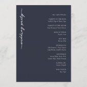 WELCOME TO OUR WEDDING Elegant Navy Blue Serif Programma (Achterkant)