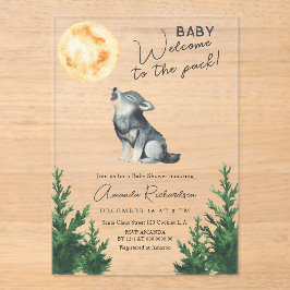 Welcome to the pack! Wolf Baby Shower Acryl Uitnodigingen
