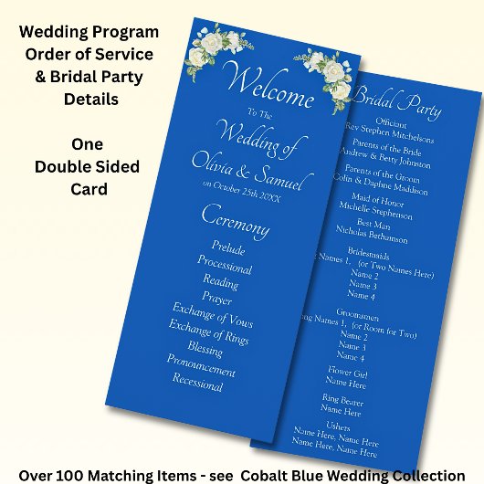 Welcome to Wedding Ceremony, Cobalt Blue White  Programma