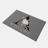 WELCOME White Floral Monogram A Doormat Deurmat (Schuin)