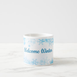 Welcome Winter, white blue ice crystals Espresso Kop