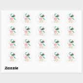 Weldadige Mint Roze Kolibrie Bloemige Wingerd Bloe Ronde Sticker (Vel)