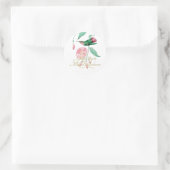 Weldadige Mint Roze Kolibrie Bloemige Wingerd Bloe Ronde Sticker (Tas)