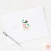 Weldadige Mint Roze Kolibrie Bloemige Wingerd Bloe Ronde Sticker (Envelop)