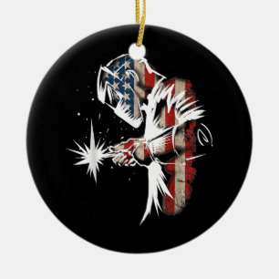 Welder American Flag USA Patriotic Welder Gift Keramisch Ornament