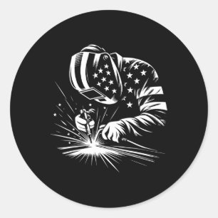 Welder Amerikaanse Vlag USA Patriottische Welding Ronde Sticker