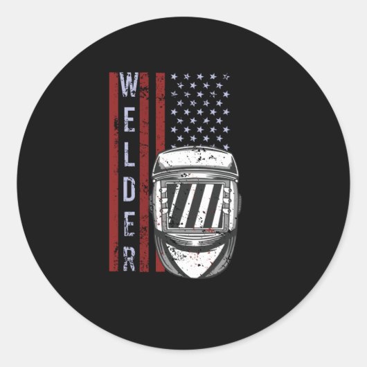 Welder  Amerikaanse vlag Welding Ronde Sticker (Voorkant)